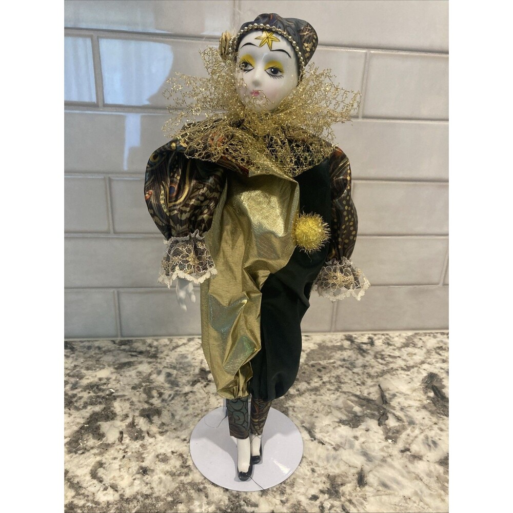 Vintage Musical Clown Porcelain Doll-1990s-GUC